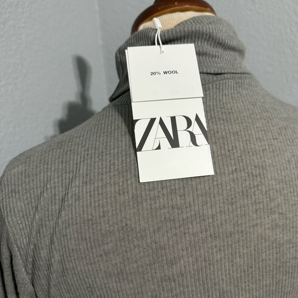 Zara Women Gray Long Sleeves Turtleneck Wool Blend Cozy Pull Over Top Sz M - Picture 11 of 14